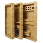 Tava din bambus pentru rulat foite si depozitat accesoriile pentru fumat RAW Bamboo Magnetic Triple Flip
